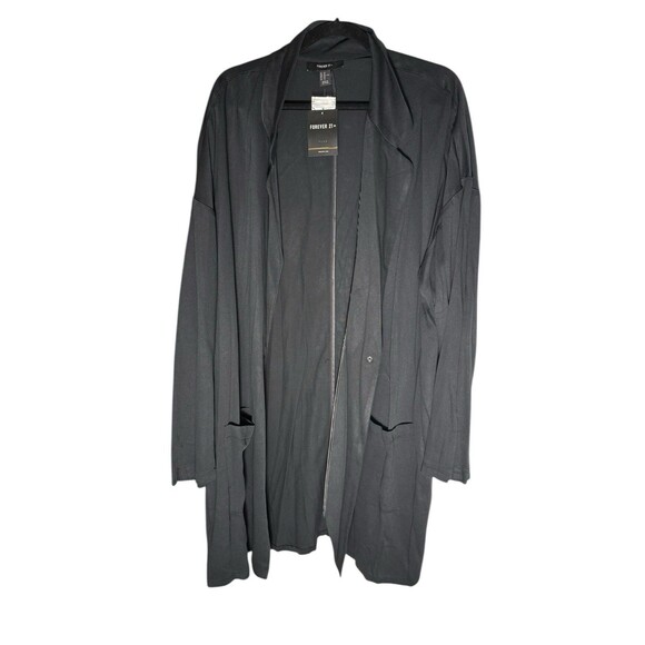 Forever 21 Open Front Black Duster Cardigan Women’s 3X NWT IMPERFECTIONS - Picture 3 of 16
